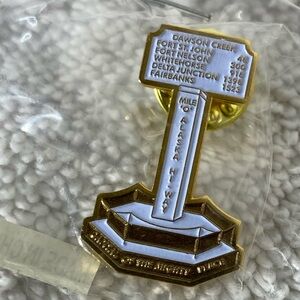 Vintage Alaska Highway Mile 0 Capital Of The Mighty Peace Enamel Souvenir Pin